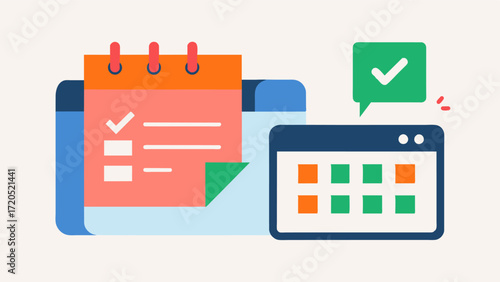 A comparison between a traditional paper calendar and a digital personalized memory calendar showcasing the convenience and accessibility of the digital version.. Vector illustration