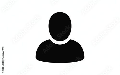 Black Silhouette of a Person Icon on a White Background Keywords: person icon, silhouette, avatar, user, profile, symbol, graphic, illustration, simple, minimal, human, head