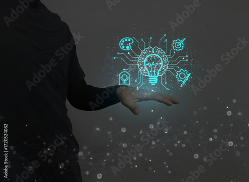 businessman hand holding social network icon