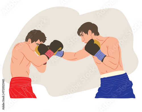 Banner of Sporty muscular man during boxing exercise.
