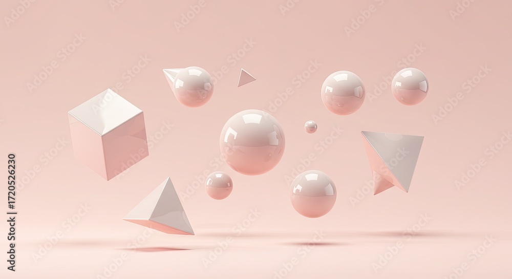 Obraz premium abstract geometric shapes float elegantly in a clean, bright studio