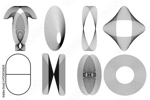 Geometric Line Patterns Vector Set | Abstract Optical Art Shapes Collection