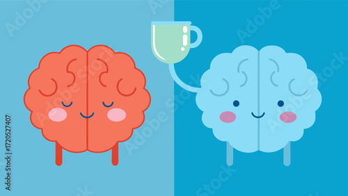 A striking illustration of two brains side by side one wellhydrated and functioning optimally and the other dehydrated and struggling to perform basic tasks.. Vector illustration