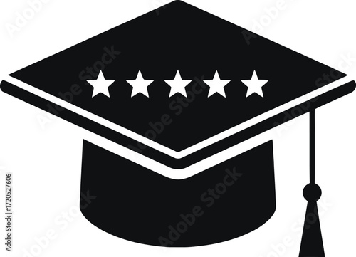Solid graduation cap glyph style icon