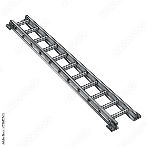 Vector Illustration of a Metal Ladder in Modern Industrial Style for Construction and Safety Applications
