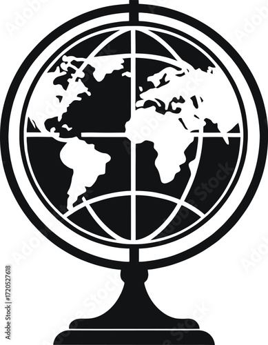 Solid black silhouette globe glyph style icon