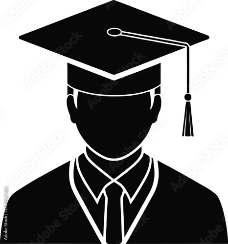 Solid graduation cap glyph style icon design element