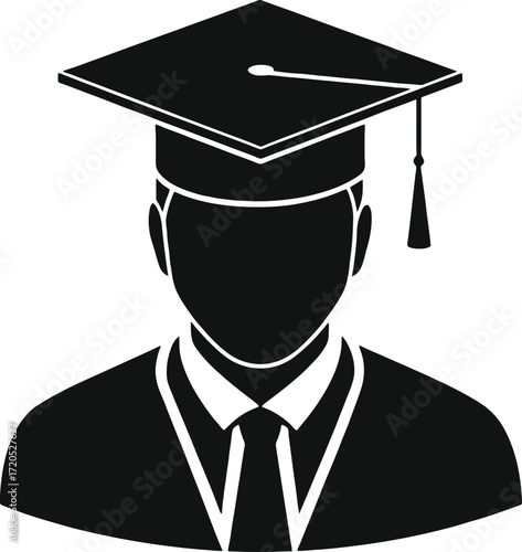 Solid graduation cap icon in flat glyph style