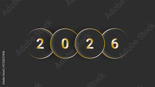Elegant 2026 new year background. Golden black luxury design