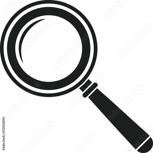 Solid magnifying glass glyph style icon