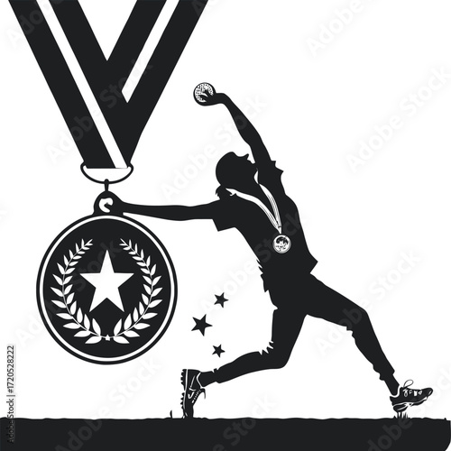 Solid black glyph style medal icon