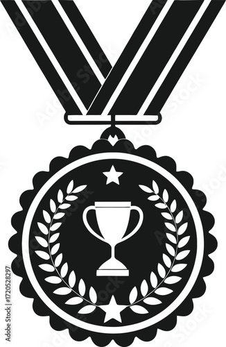 Solid black glyph style medal icon