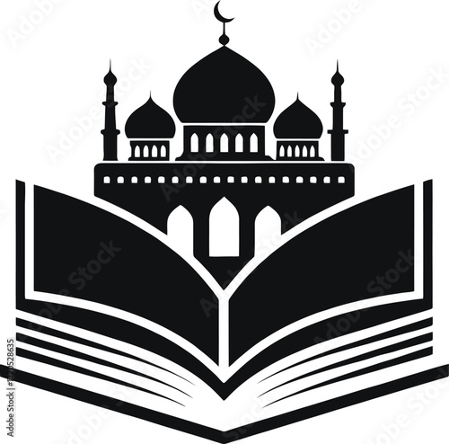 Solid black open book glyph style icon