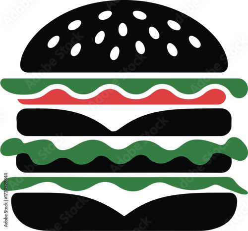 Stylized gourmet burger silhouette with bold colors