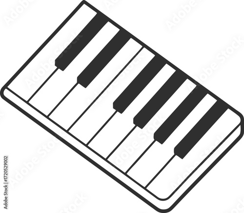 Solid black piano keys glyph style icon