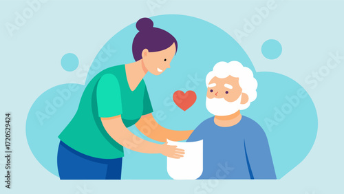A caregiver undergoing training on how to assist with personal care tasks such as and ing for seniors with dementia in a respectful and dignified manner.. Vector illustration