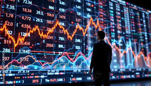 Business Leader with Holographic Market Display