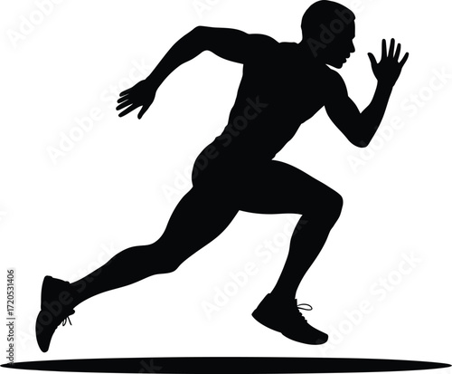 Dynamic silhouette of a powerful running sprinter in motion
