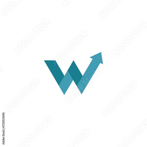 Letter W arrow logo icon flat vector design
