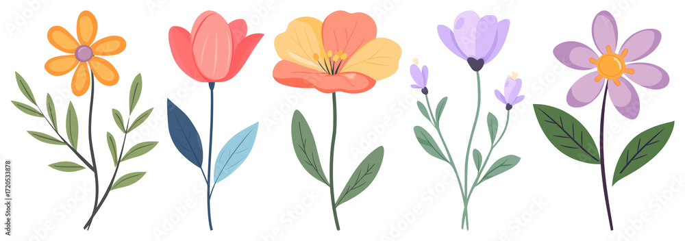 custom made wallpaper toronto digitalPNG Colorful floral vector illustration, element set on transparent background