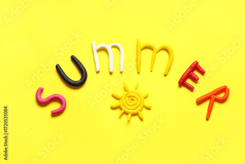 Word SUMMER made of playdou...