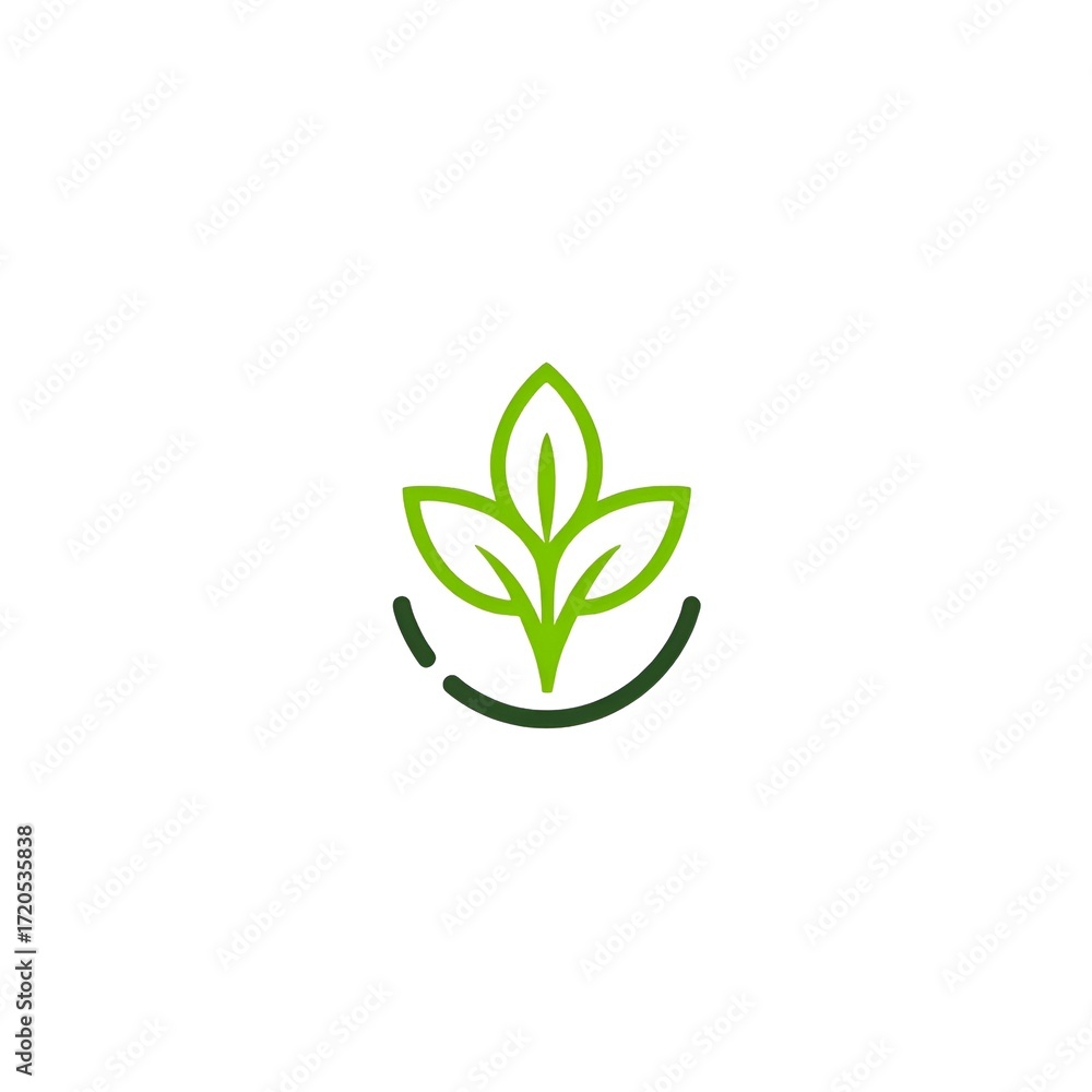 Obraz premium Simple green leaf sprout icon representing growth development organic nature and environmental concepts