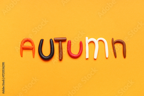 Word AUTUMN made of play do...