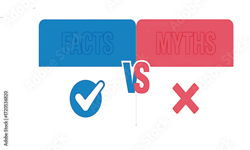 A vector announcement graphic comparing correct and incorrect information, using check and cross symbols to distinguish truth from falsehood