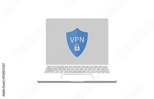 Laptop Displaying VPN Security Shield Protecting Online Privacy and Data