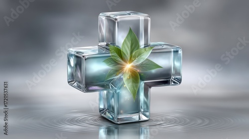 A Beautifully Crafted Glass Cross Surrounded by Nature's Elegance, Symbolizing Hope and Healing