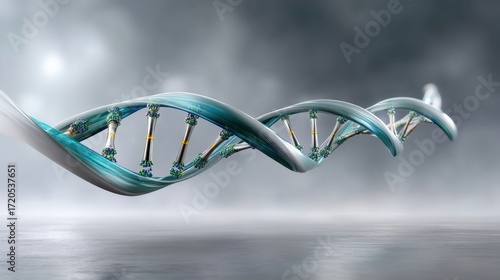 Exploring the Intricacies of DNA Through an Artistic Representation of a Translucent Double Helix Model in a Modern Studio Setting