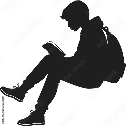 Student sitting silhouette