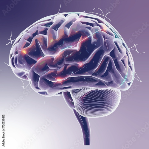 Stylized AI Brain with Glowing Neural Connections.