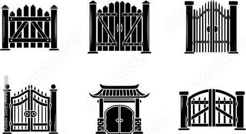 Gate icon vector set. Wicket illustration sign collection. Fence symbol or logo.
