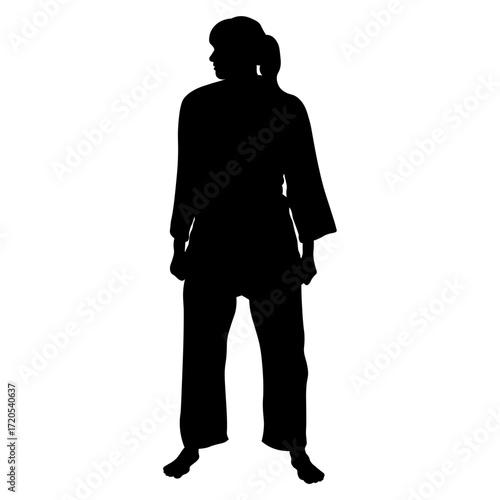 Silhouette of a Woman Karate Athlete.