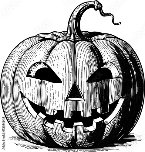 Jack O Lantern etching illustration