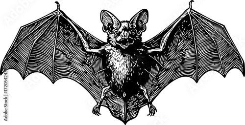 Bat etching illustration