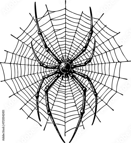 Spider Web etching illustration
