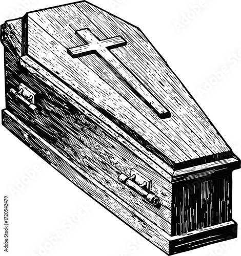Coffin etching illustration