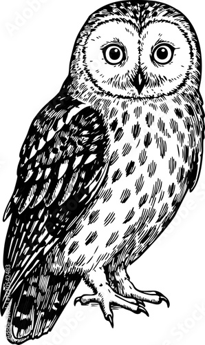Owl etching illustration