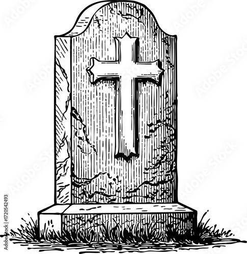 Tombstone etching illustration