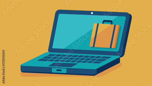 A compact laptop A slim lightweight laptop that is powerful enough to handle all your work while on the go.. Vector illustration