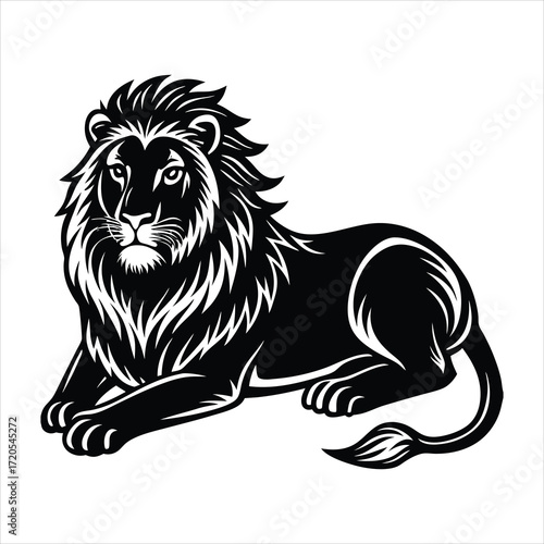Lion Silhouette Laying Down royalty