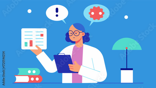 A scientist testing the effectiveness of a new memory training program for individuals with mild cognitive impairment tracking their progress over several months.. Vector illustration