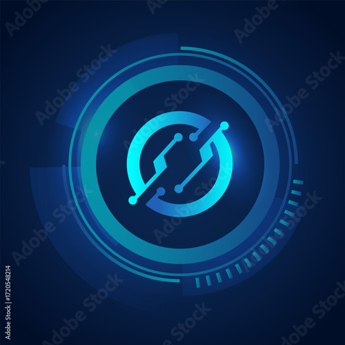 letter initials technology connection logo design