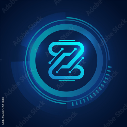 letter z initials technology connection logo design