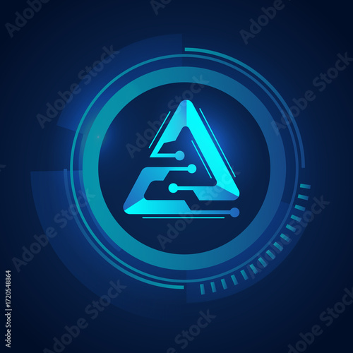 letter a initials technology connection logo design