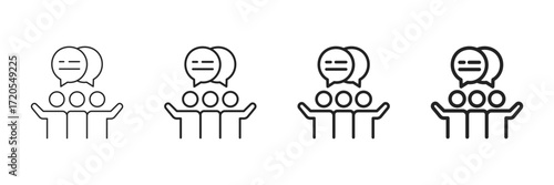 Group Talk Icon Set Different Line Style Collection 