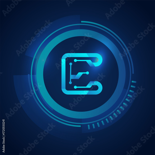 letter initials technology connection logo design