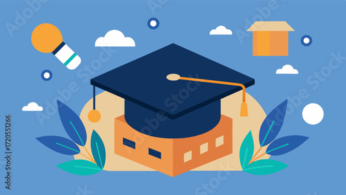 A graduation cap surrounded by important dates and milestones from a persons academic career highlighting the usefulness of a personalized memory calendar in academic success.. Vector illustration